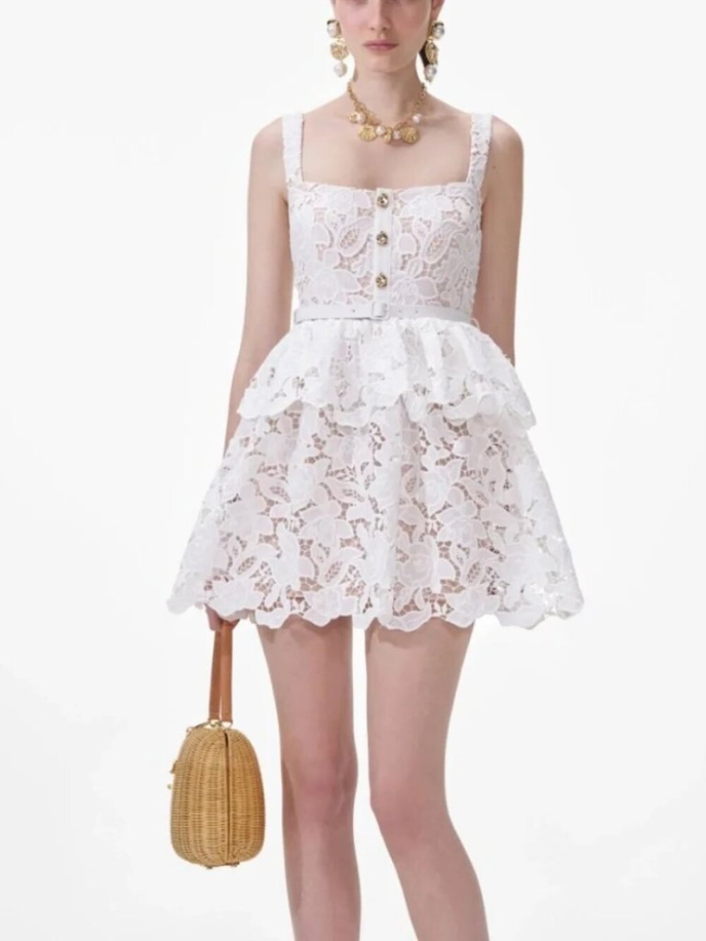 Self Portrait White Lace Tiered Dress US6 UK12 $495